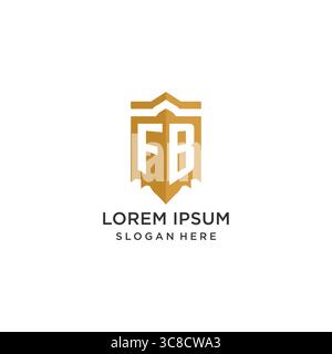 Monogram FB logo with shield geometric shape, elegant luxury initial logo design vector graphic Stock Vector