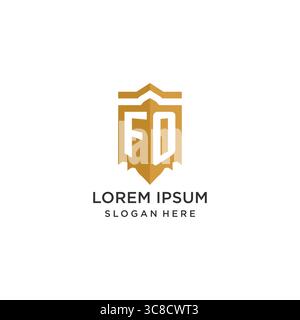 Monogram FO logo with shield geometric shape, elegant luxury initial logo design vector graphic Stock Vector