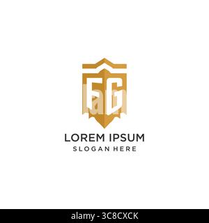 Monogram FG logo with shield geometric shape, elegant luxury initial logo design vector graphic Stock Vector