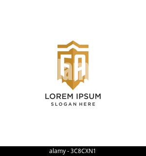 Monogram FA logo with shield geometric shape, elegant luxury initial logo design vector graphic Stock Vector