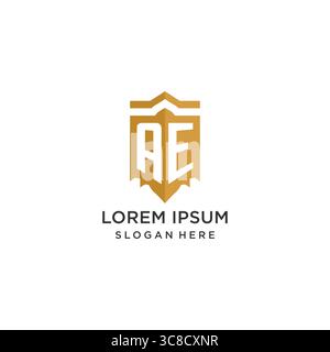 Monogram AE logo with shield geometric shape, elegant luxury initial logo design vector graphic Stock Vector