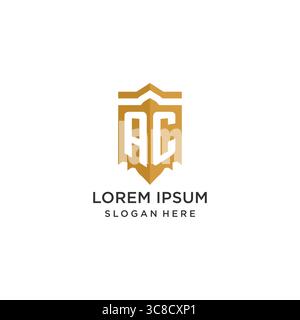Monogram AC logo with shield geometric shape, elegant luxury initial logo design vector graphic Stock Vector