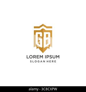 Monogram GB logo with shield geometric shape, elegant luxury initial logo design vector graphic Stock Vector