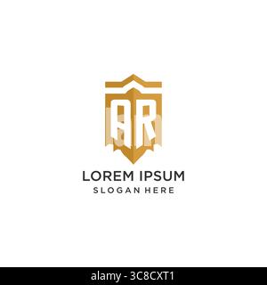 Monogram AR logo with shield geometric shape, elegant luxury initial logo design vector graphic Stock Vector