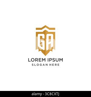 Monogram GA logo with shield geometric shape, elegant luxury initial logo design vector graphic Stock Vector