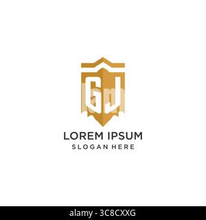 Monogram GJ logo with shield geometric shape, elegant luxury initial logo design vector graphic Stock Vector