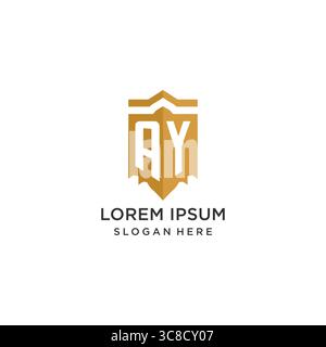 Monogram AY logo with shield geometric shape, elegant luxury initial logo design vector graphic Stock Vector