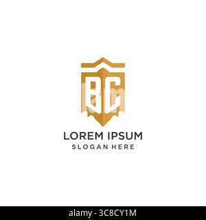 Monogram BC logo with shield geometric shape, elegant luxury initial logo design vector graphic Stock Vector