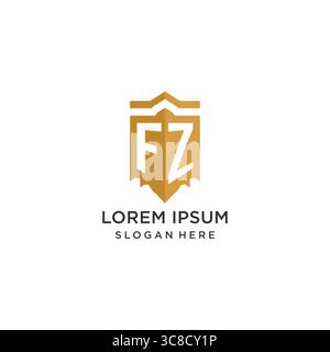 Monogram FZ logo with shield geometric shape, elegant luxury initial logo design vector graphic Stock Vector