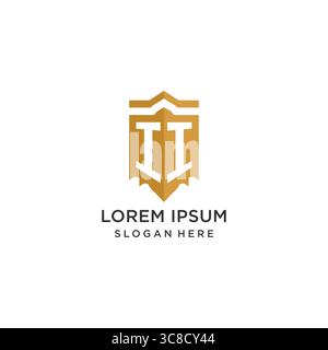 Monogram II logo with shield geometric shape, elegant luxury initial logo design vector graphic Stock Vector