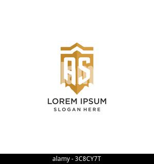 Monogram AS logo with shield geometric shape, elegant luxury initial logo design vector graphic Stock Vector