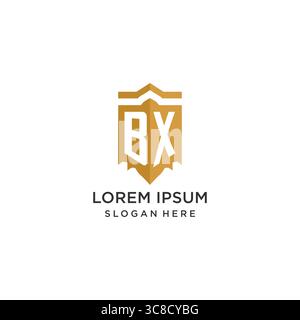 Monogram BX logo with shield geometric shape, elegant luxury initial logo design vector graphic Stock Vector