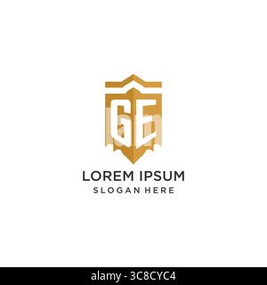 Monogram GE logo with shield geometric shape, elegant luxury initial logo design vector graphic Stock Vector
