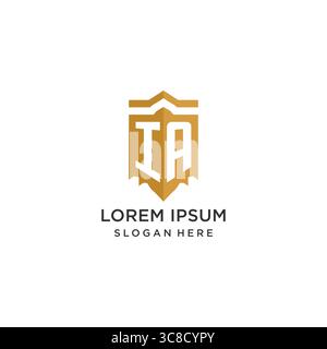 Monogram IA logo with shield geometric shape, elegant luxury initial logo design vector graphic Stock Vector
