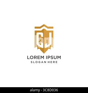 Monogram CJ logo with shield geometric shape, elegant luxury initial logo design vector graphic Stock Vector