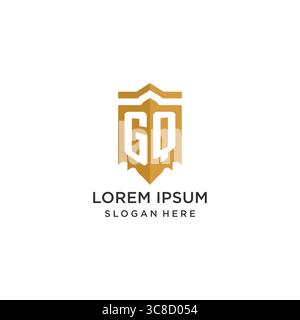 Monogram GQ logo with shield geometric shape, elegant luxury initial logo design vector graphic Stock Vector