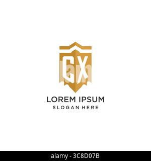 Monogram CX logo with shield geometric shape, elegant luxury initial logo design vector graphic Stock Vector