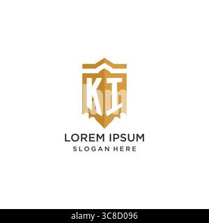 Monogram KI logo with shield geometric shape, elegant luxury initial logo design vector graphic Stock Vector