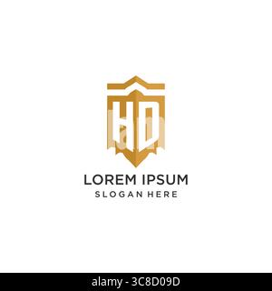 Monogram HD logo with shield geometric shape, elegant luxury initial logo design vector graphic Stock Vector