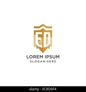 Monogram EO logo with shield geometric shape, elegant luxury initial logo design vector graphic Stock Vector