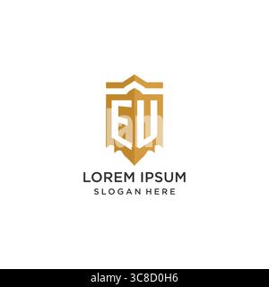 Monogram EU logo with shield geometric shape, elegant luxury initial logo design vector graphic Stock Vector