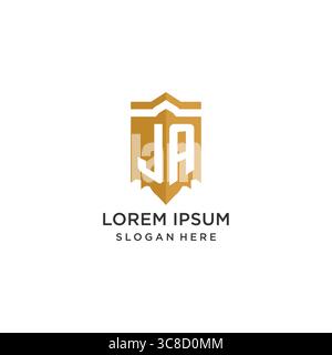 Monogram JA logo with shield geometric shape, elegant luxury initial logo design vector graphic Stock Vector
