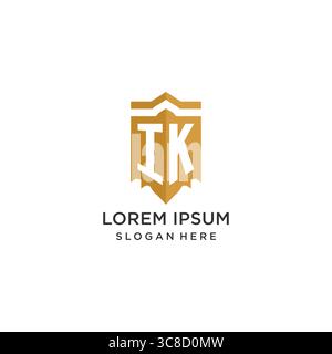 Monogram IK logo with shield geometric shape, elegant luxury initial logo design vector graphic Stock Vector