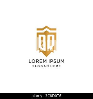 Monogram DQ logo with shield geometric shape, elegant luxury initial logo design vector graphic Stock Vector