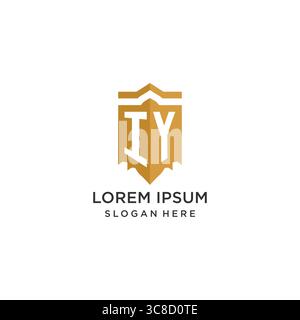 Monogram IY logo with shield geometric shape, elegant luxury initial logo design vector graphic Stock Vector