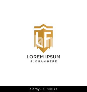 Monogram LF logo with shield geometric shape, elegant luxury initial logo design vector graphic Stock Vector