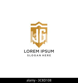 Monogram JG logo with shield geometric shape, elegant luxury initial logo design vector graphic Stock Vector