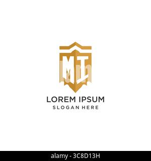 Monogram MI logo with shield geometric shape, elegant luxury initial logo design vector graphic Stock Vector