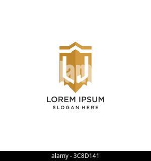 Monogram LJ logo with shield geometric shape, elegant luxury initial logo design vector graphic Stock Vector