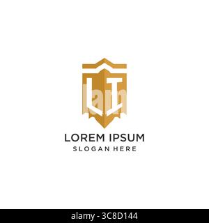 Monogram LI logo with shield geometric shape, elegant luxury initial logo design vector graphic Stock Vector