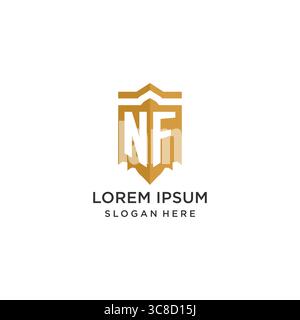 Monogram NF logo with shield geometric shape, elegant luxury initial logo design vector graphic Stock Vector