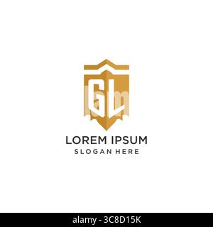 Monogram GL logo with shield geometric shape, elegant luxury initial logo design vector graphic Stock Vector