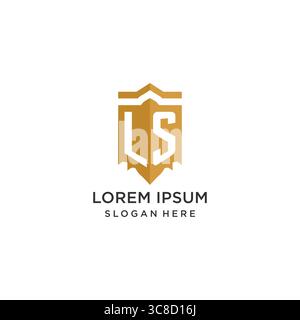 Monogram LS logo with shield geometric shape, elegant luxury initial logo design vector graphic Stock Vector