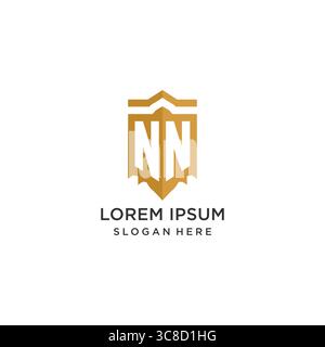 Monogram NN logo with shield geometric shape, elegant luxury initial logo design vector graphic Stock Vector