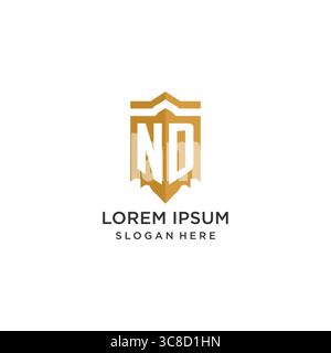 Monogram ND logo with shield geometric shape, elegant luxury initial logo design vector graphic Stock Vector