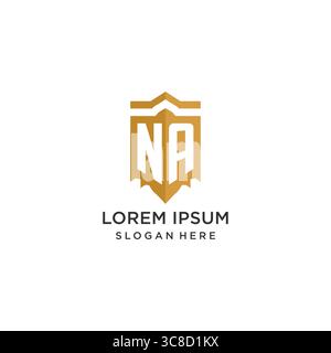 Monogram NA logo with shield geometric shape, elegant luxury initial logo design vector graphic Stock Vector