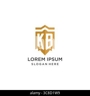 Monogram KB logo with shield geometric shape, elegant luxury initial logo design vector graphic Stock Vector
