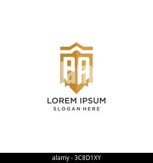 Monogram PA logo with shield geometric shape, elegant luxury initial logo design vector graphic Stock Vector