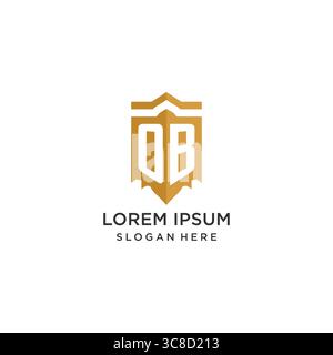 Monogram OB logo with shield geometric shape, elegant luxury initial logo design vector graphic Stock Vector