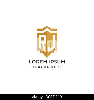 Monogram RJ logo with shield geometric shape, elegant luxury initial logo design vector graphic Stock Vector