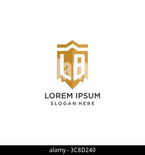 Monogram LB logo with shield geometric shape, elegant luxury initial logo design vector graphic Stock Vector