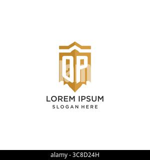 Monogram OP logo with shield geometric shape, elegant luxury initial logo design vector graphic Stock Vector