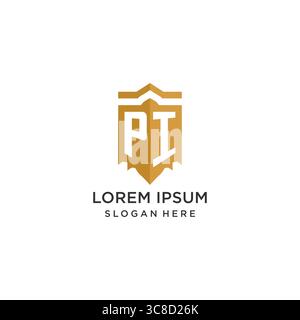 Monogram PI logo with shield geometric shape, elegant luxury initial logo design vector graphic Stock Vector