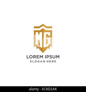 Monogram MG logo with shield geometric shape, elegant luxury initial logo design vector graphic Stock Vector