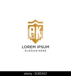 Monogram PK logo with shield geometric shape, elegant luxury initial logo design vector graphic Stock Vector