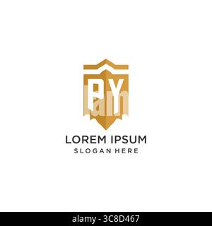 Monogram PY logo with shield geometric shape, elegant luxury initial logo design vector graphic Stock Vector